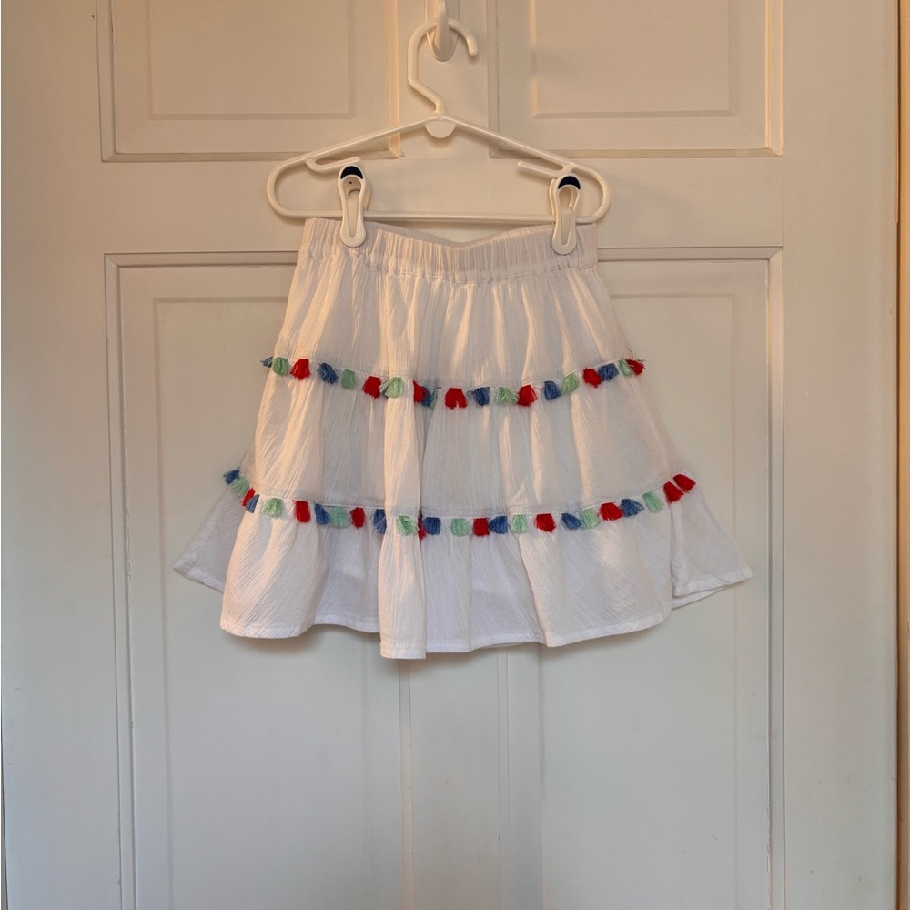 Crewcuts White Skirt with Colorful Tassels